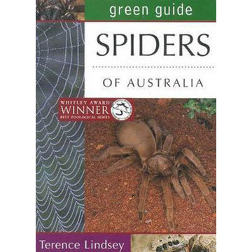 'Spiders of Australia' book cover featuring photos of spiders and their webs including some close ups.