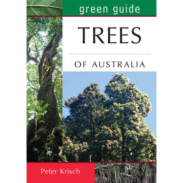 'Green Guide to Trees of Australia' book cover featuring photos of different trees.