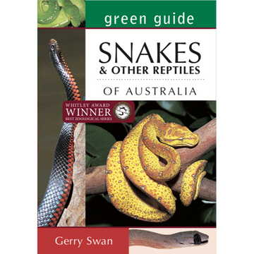 'Green Guide Snakes and Other Reptiles of Australia' book cover featuring photos of snakes in a collage style.
